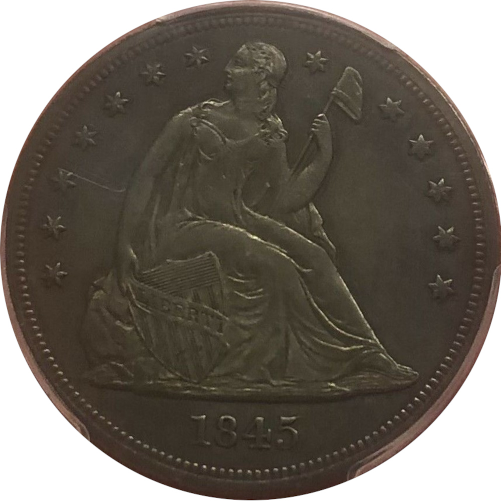 1845-$1-Liberty-Seated-Silver-Dollar